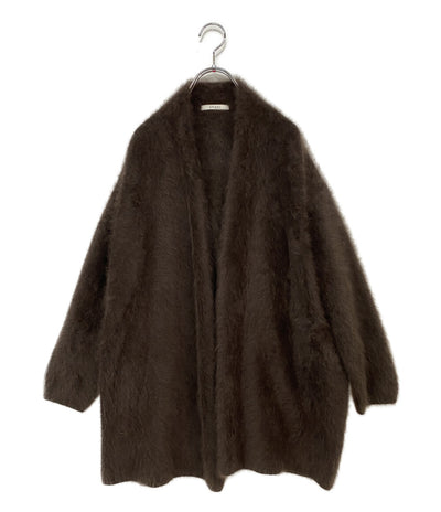 美品 ANAYI ラクーンフェザーミドルカーディガン ブラウン レディース SIZE 38 アナイ