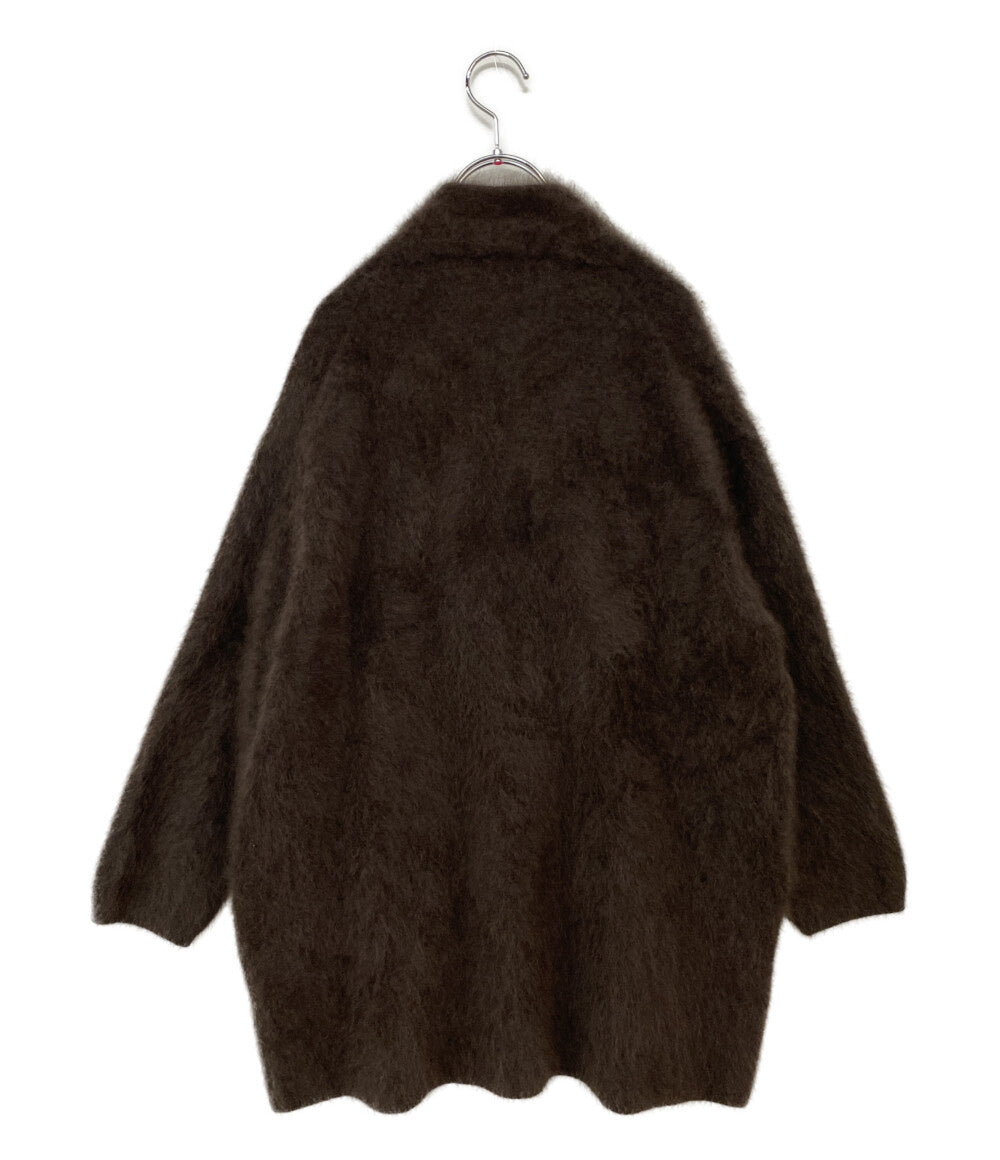 美品 ANAYI ラクーンフェザーミドルカーディガン ブラウン レディース SIZE 38 アナイ