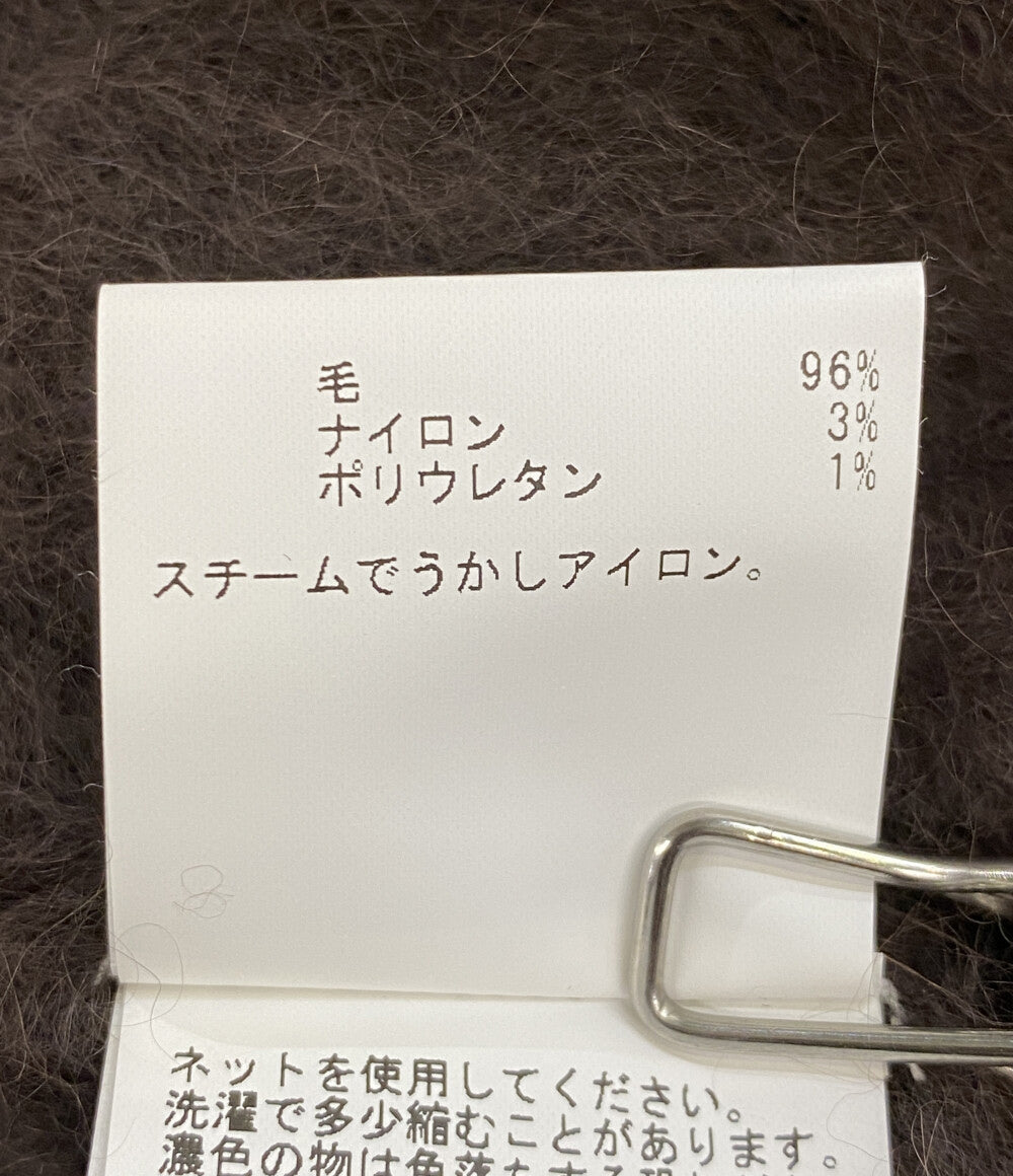 美品 ANAYI ラクーンフェザーミドルカーディガン ブラウン レディース SIZE 38 アナイ
