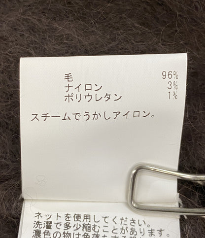美品 ANAYI ラクーンフェザーミドルカーディガン ブラウン レディース SIZE 38 アナイ