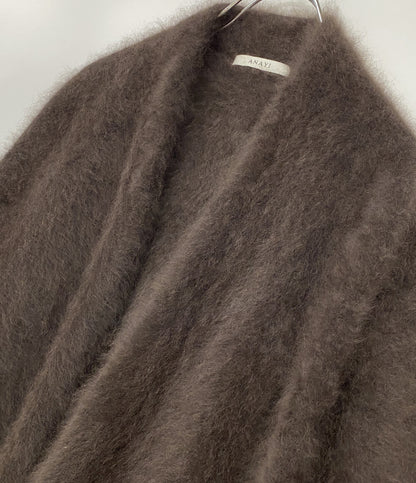 美品 ANAYI ラクーンフェザーミドルカーディガン ブラウン レディース SIZE 38 アナイ