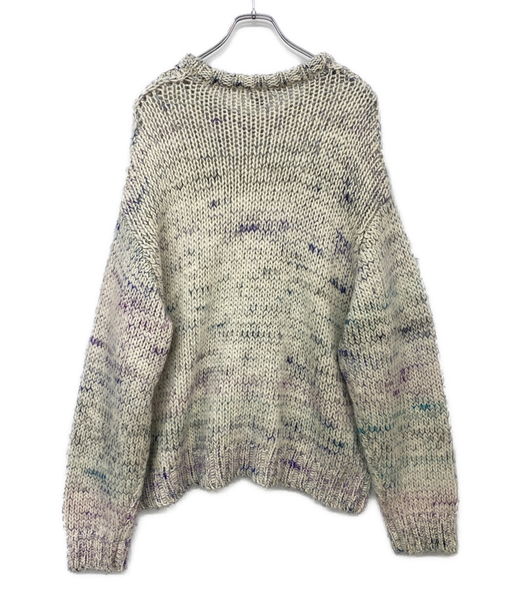 URU ニット ホワイト グリーン パープル 11-15-0154-108-01-88 メンズ SIZE F ウル
