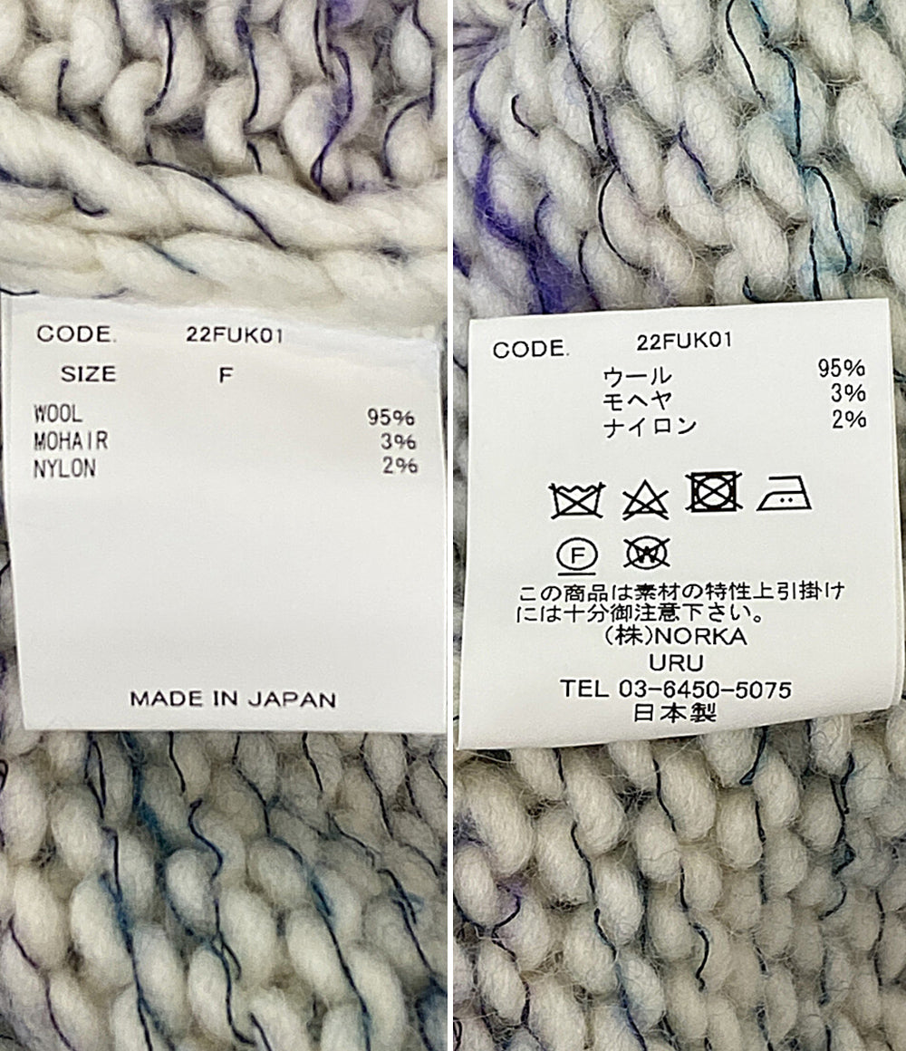 URU ニット ホワイト グリーン パープル 11-15-0154-108-01-88 メンズ SIZE F ウル