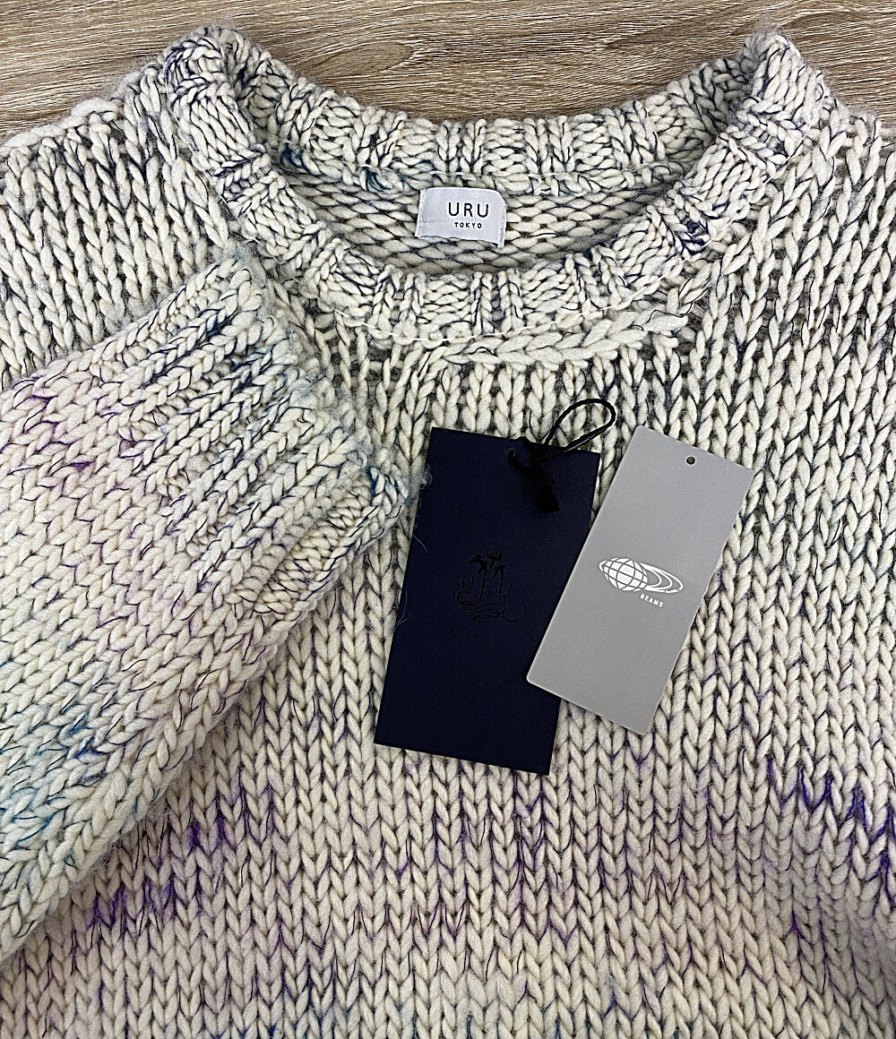 URU ニット ホワイト グリーン パープル 11-15-0154-108-01-88 メンズ SIZE F ウル