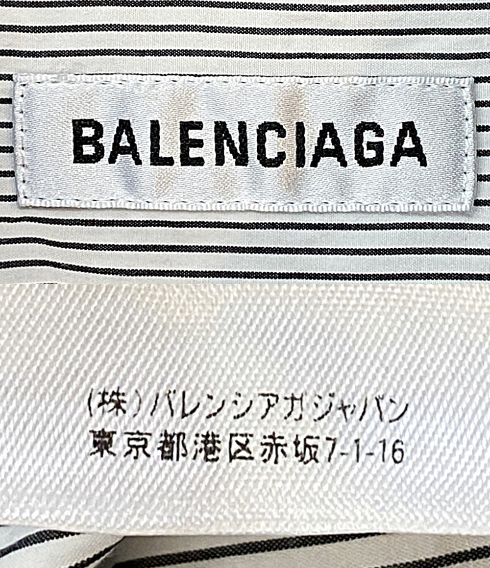 美品 BALENCIAGA 長袖シャツ ボウタイシャツ ストライプ 18SS レディース SIZE 34 バレンシアガ