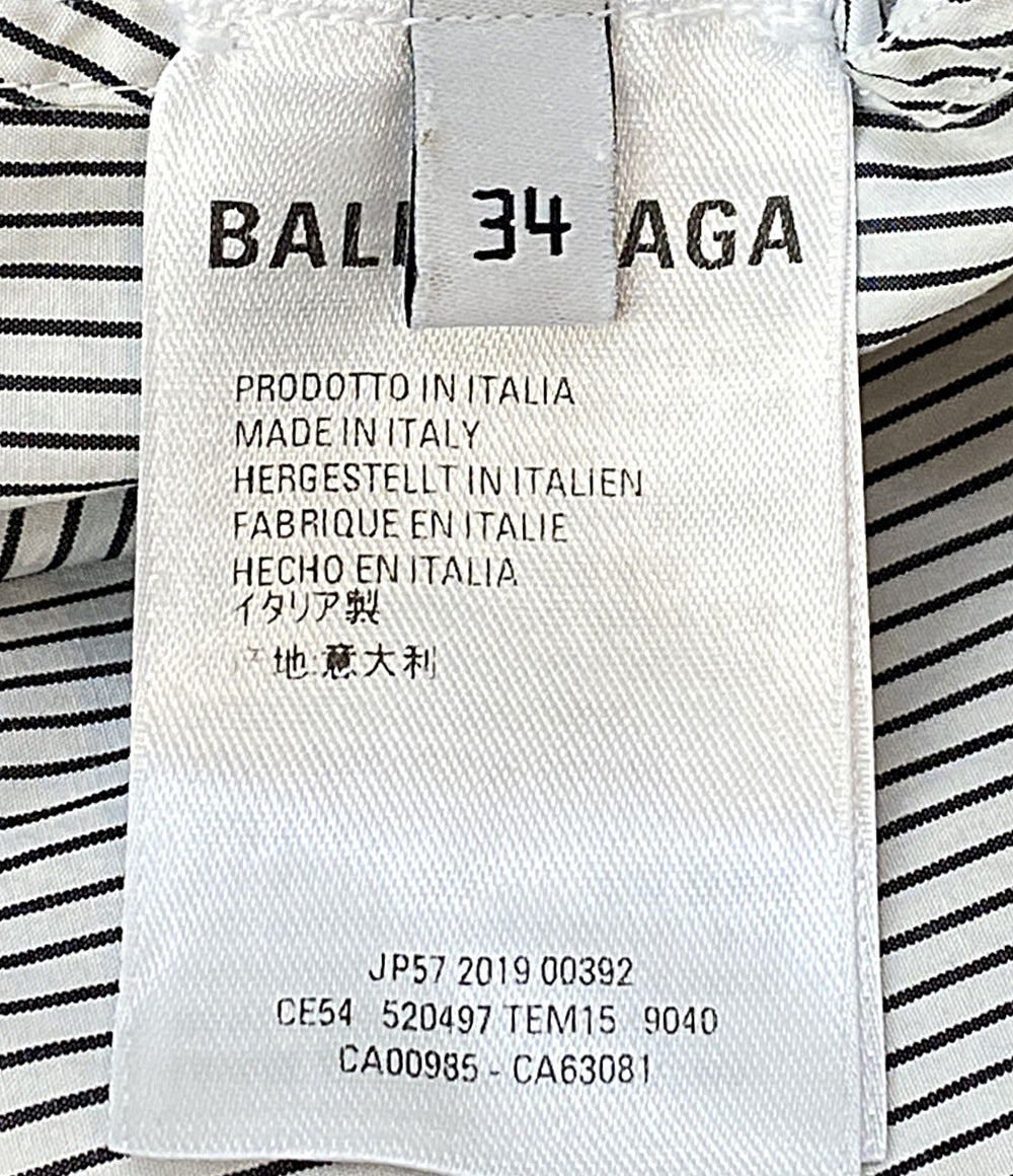 美品 BALENCIAGA 長袖シャツ ボウタイシャツ ストライプ 18SS レディース SIZE 34 バレンシアガ