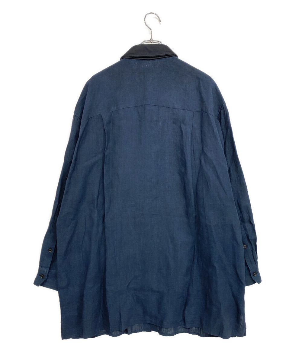 YOHJI YAMAMOTO POUR HOMME 長袖コットンシャツ ブルー フリル 23ss HZ-B51-319 メンズ SIZE 2 ヨウジヤマモトプールオム