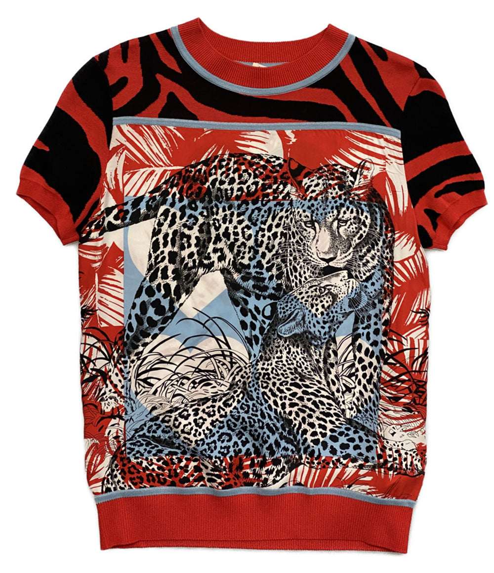 美品 HERMES 半袖 ニット JUNGLE LOVE レディース SIZE 34 エルメス