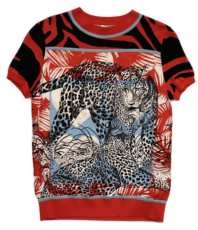 美品 HERMES 半袖 ニット JUNGLE LOVE レディース SIZE 34 エルメス