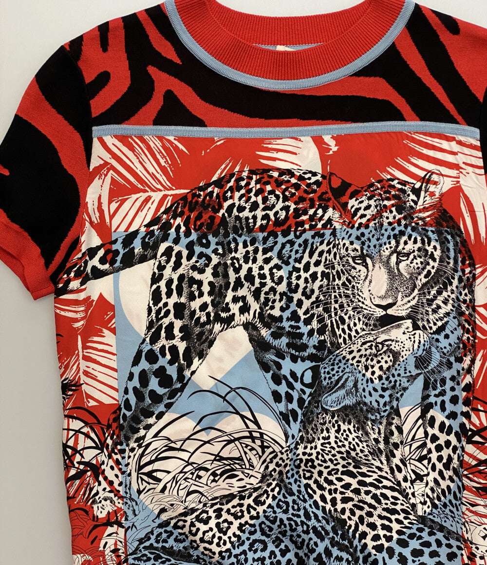 美品 HERMES 半袖 ニット JUNGLE LOVE レディース SIZE 34 エルメス