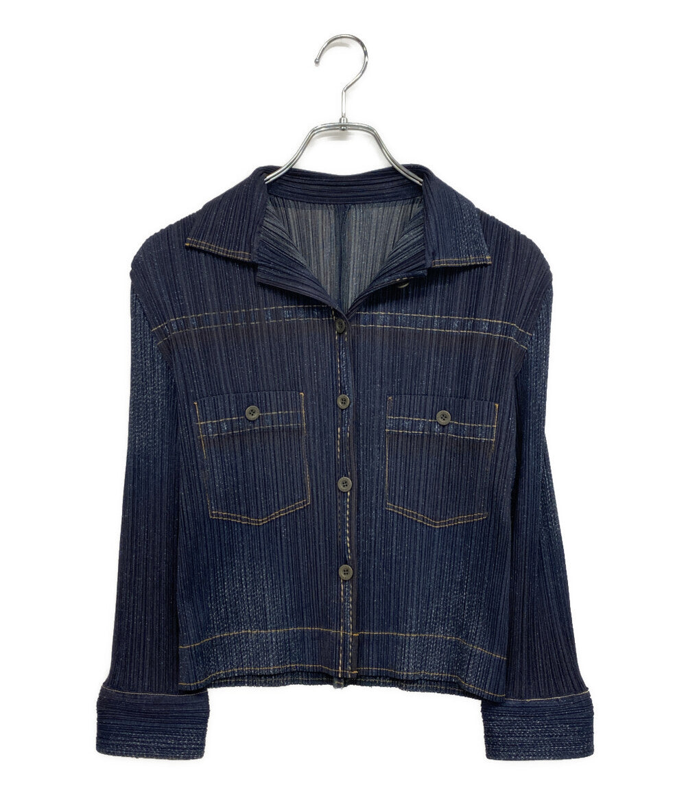 PLEATS PLEASE 長袖シャツ デニム転写 PP23-JD921 レディース SIZE 3 プリーツプリーズ