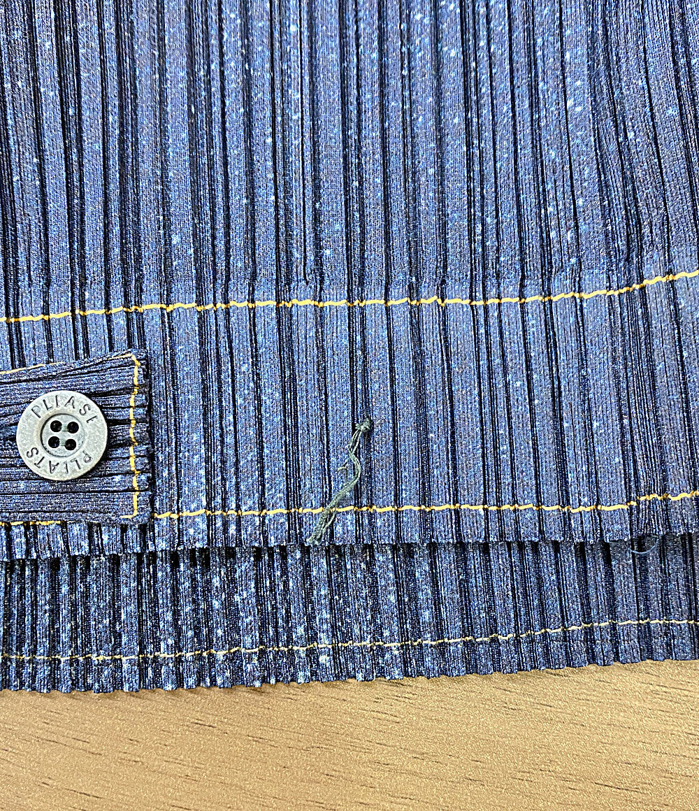 PLEATS PLEASE 長袖シャツ デニム転写 PP23-JD921 レディース SIZE 3 プリーツプリーズ