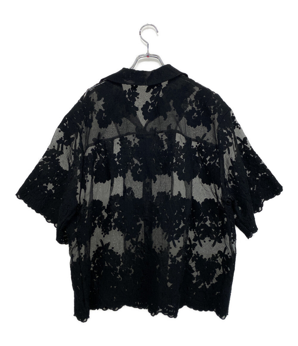 CLANE オープンカラーシャツ 半袖 オーガンジー ブラック 18122-4162 レディース SIZE 1 クラネ