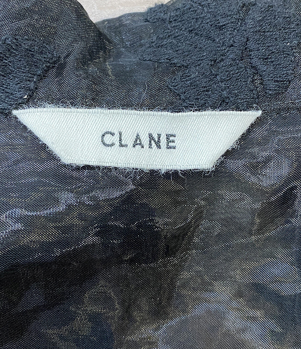 CLANE オープンカラーシャツ 半袖 オーガンジー ブラック 18122-4162 レディース SIZE 1 クラネ