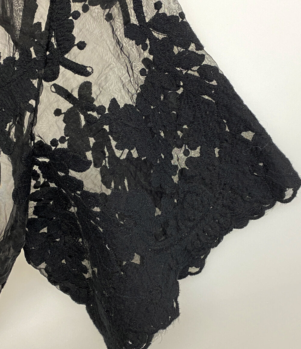 CLANE オープンカラーシャツ 半袖 オーガンジー ブラック 18122-4162 レディース SIZE 1 クラネ