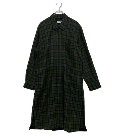 KENZO ロングシャツコート グリーン チェック メンズ SIZE L ケンゾー