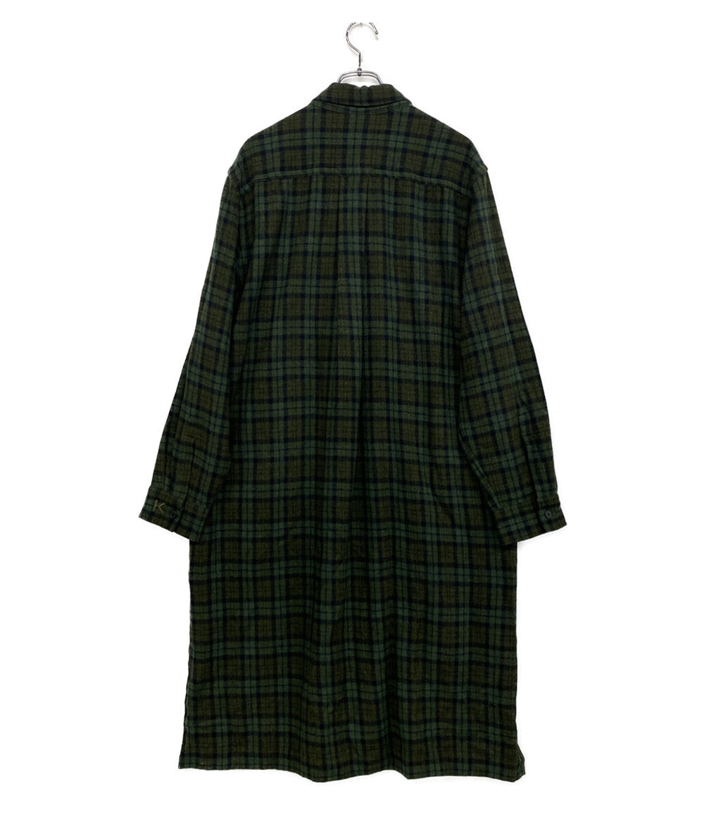 KENZO ロングシャツコート グリーン チェック メンズ SIZE L ケンゾー
