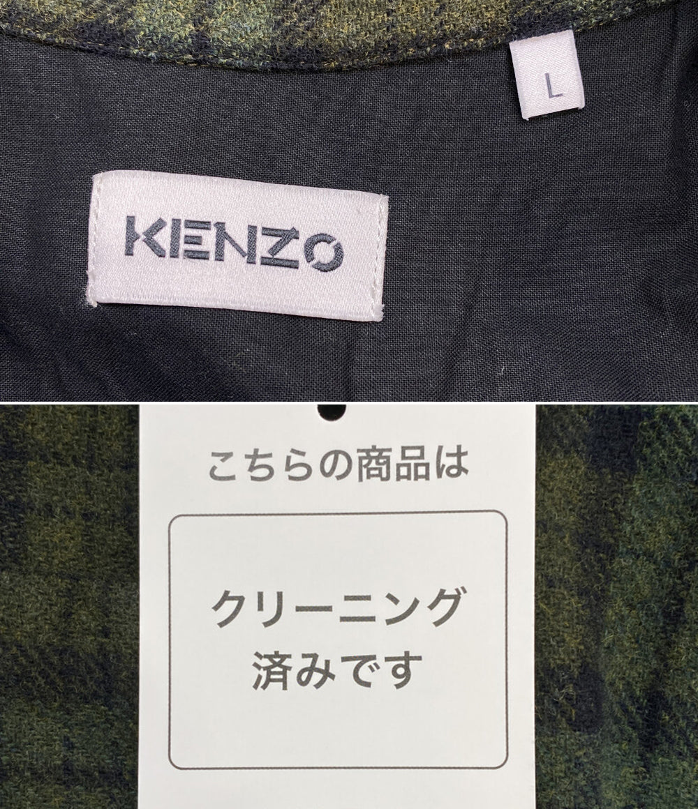 KENZO ロングシャツコート グリーン チェック メンズ SIZE L ケンゾー