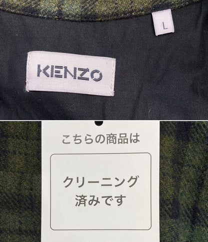 KENZO ロングシャツコート グリーン チェック メンズ SIZE L ケンゾー