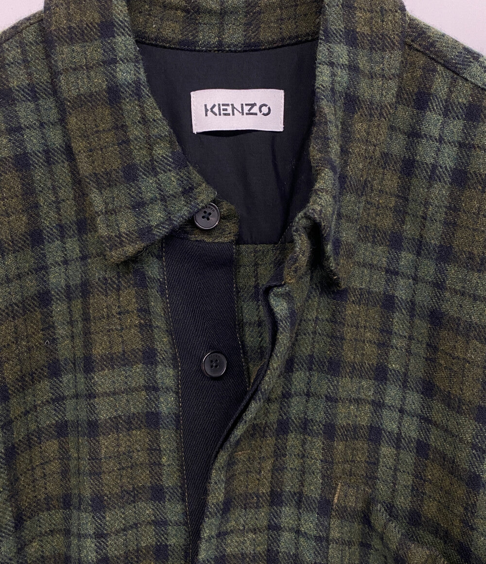 KENZO ロングシャツコート グリーン チェック メンズ SIZE L ケンゾー