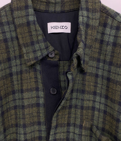 KENZO ロングシャツコート グリーン チェック メンズ SIZE L ケンゾー