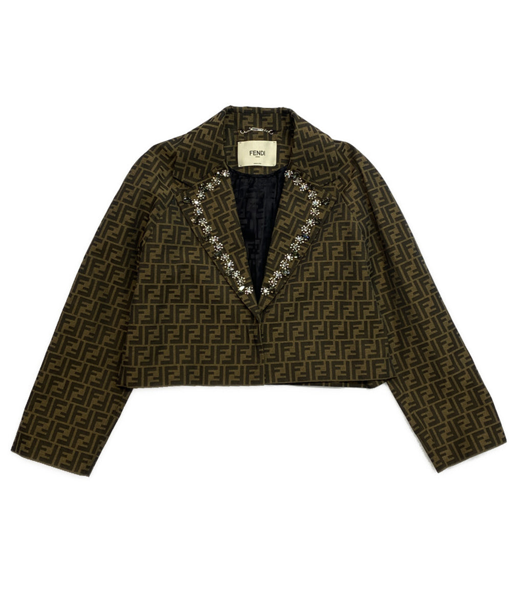 美品 FENDI ズッカ クリスタル ジャケット レディース SIZE 40 フェンディ
