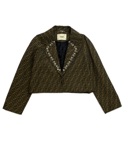 美品 FENDI ズッカ クリスタル ジャケット レディース SIZE 40 フェンディ
