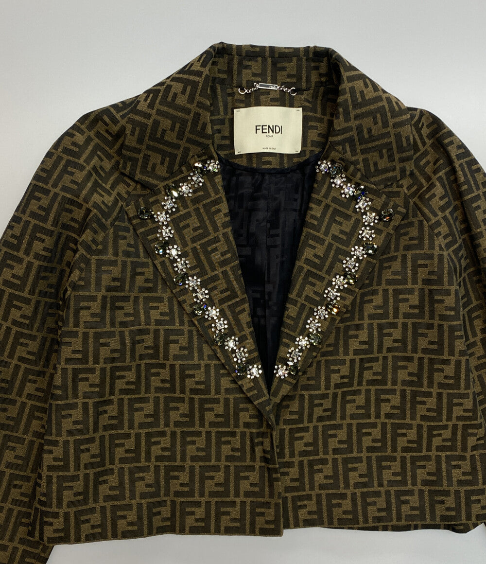 美品 FENDI ズッカ クリスタル ジャケット レディース SIZE 40 フェンディ