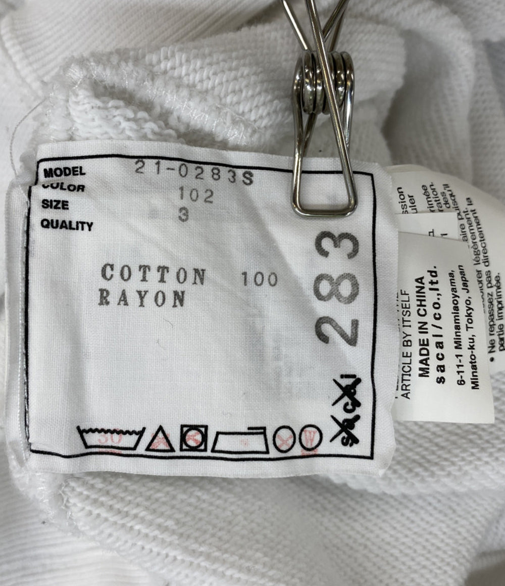 sacai スウェットパーカー ホワイト エンブロイダリーフーディ 21ss メンズ SIZE 3 サカイ
