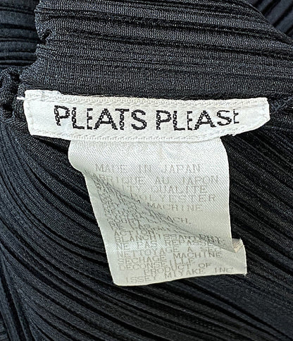 美品 PLEATS PLEASE パーカー ロングフーディ ブラック PP04-JD368 レディース SIZE 3 プリーツプリーズ