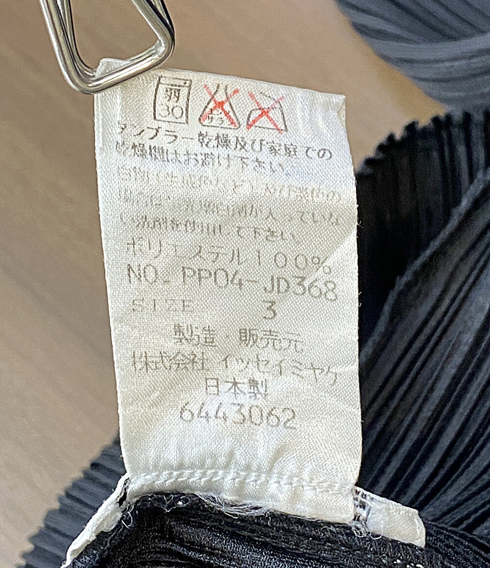 美品 PLEATS PLEASE パーカー ロングフーディ ブラック PP04-JD368 レディース SIZE 3 プリーツプリーズ