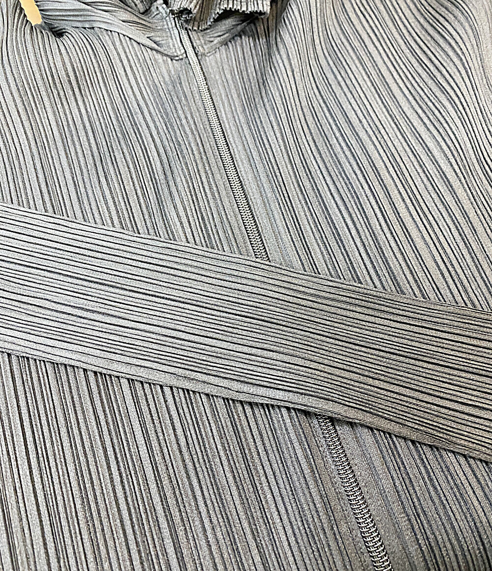 美品 PLEATS PLEASE パーカー ロングフーディ ブラック PP04-JD368 レディース SIZE 3 プリーツプリーズ