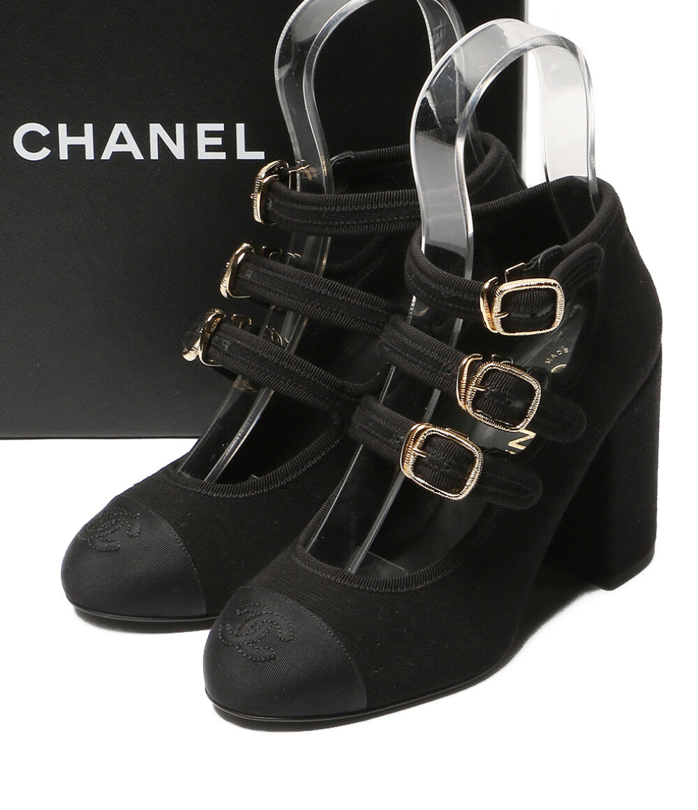 美品 CHANEL パンプス メリージェーン 3連ベルト 25SS G46456 レディース SIZE 35.5