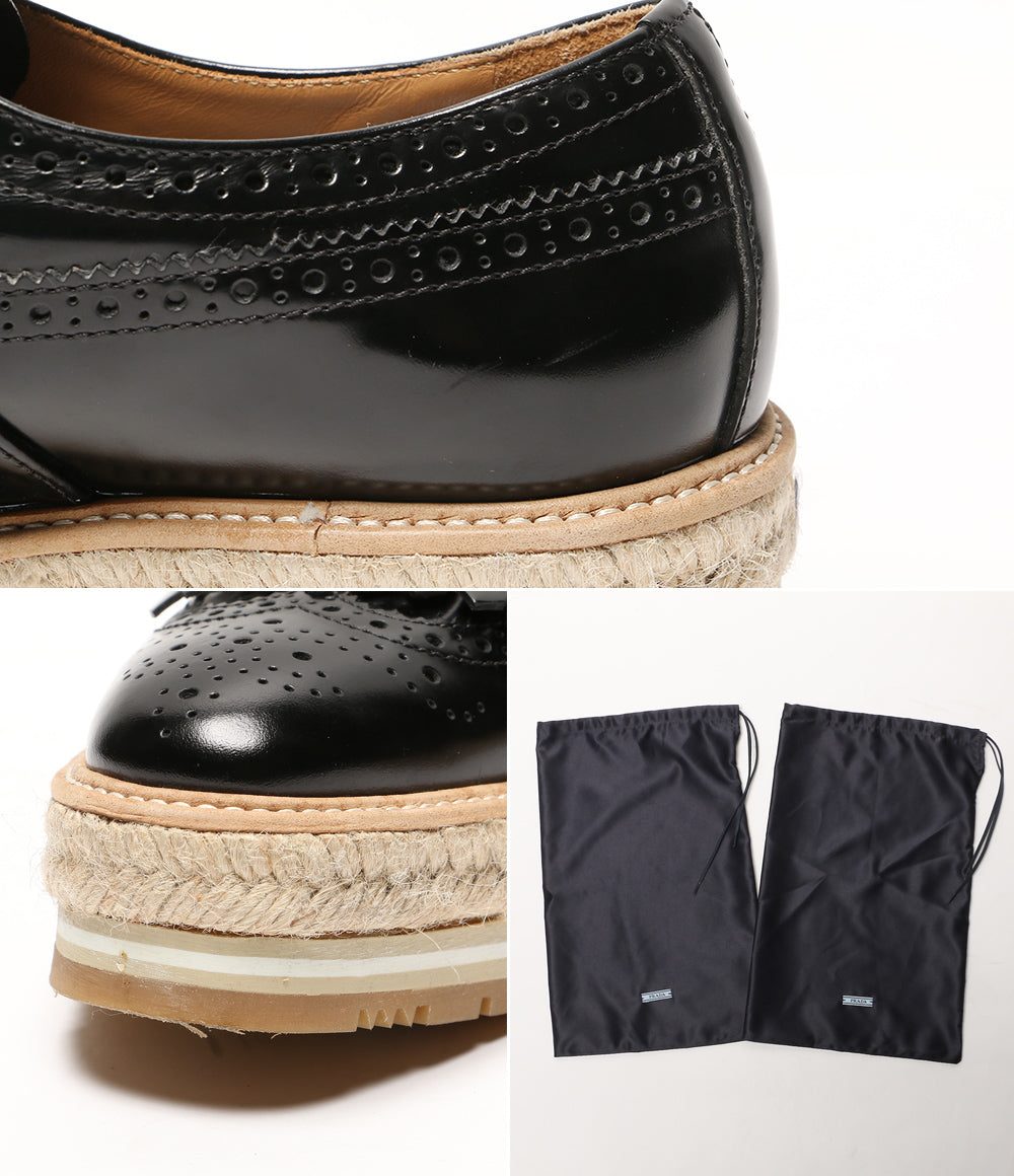 PRADA ドレスシューズ ウィングチップエスパドリーユ レディース SIZE 37.5 プラダ