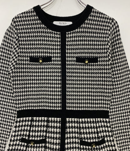 Her lip to 長袖ワンピース 千鳥格子 1244205179 レディース SIZE M ハーリップトゥ