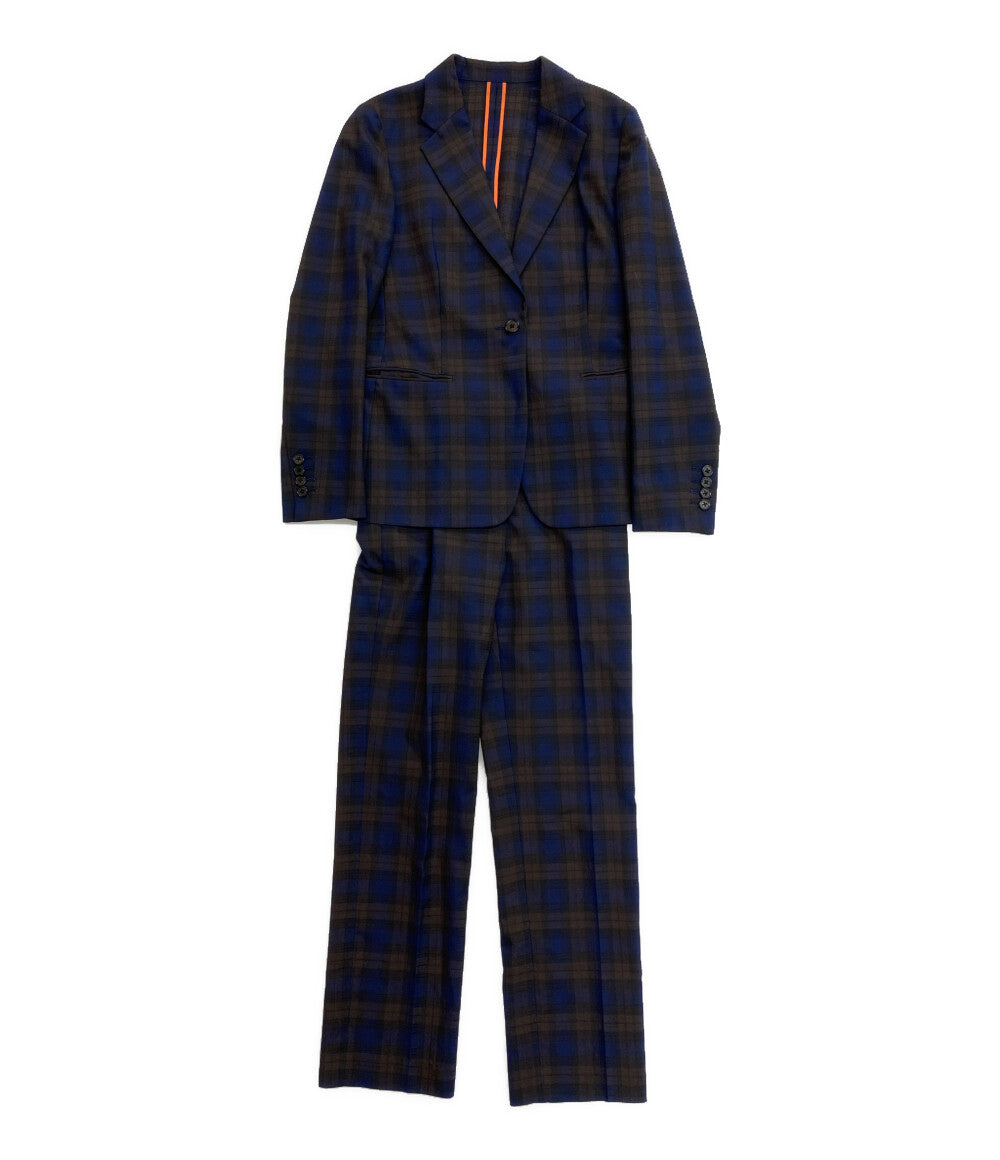 PAUL SMITH スーツセットアップ ジャケット パンツ ネイビー チェック レディース SIZE 38 ポールスミス