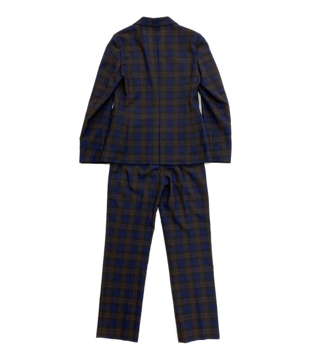 PAUL SMITH スーツセットアップ ジャケット パンツ ネイビー チェック レディース SIZE 38 ポールスミス