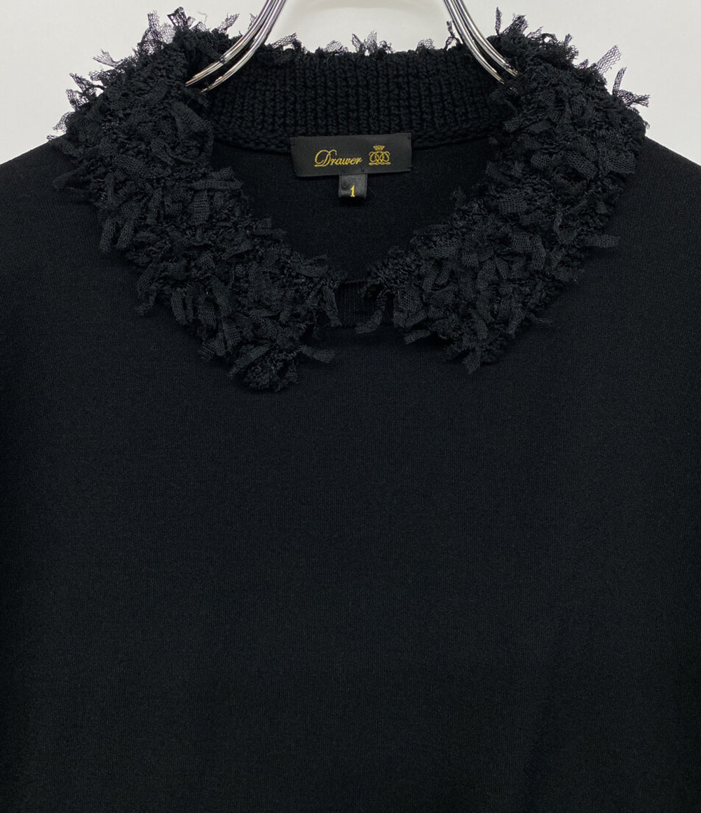 Drawer ニット ブラック フリンジカラ- 6518-1-990561 レディース SIZE 1 ドゥロワー