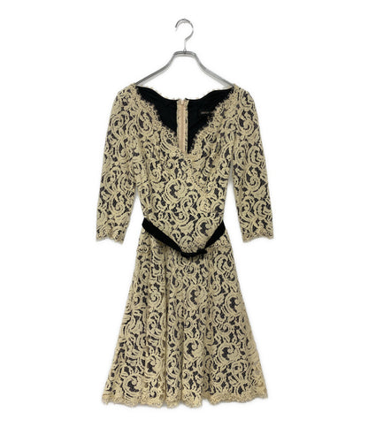 TADASHI SHOJI 五分袖ワンピース ネイビー アイボリー ACZ1736MY レディース SIZE - タダシショージ