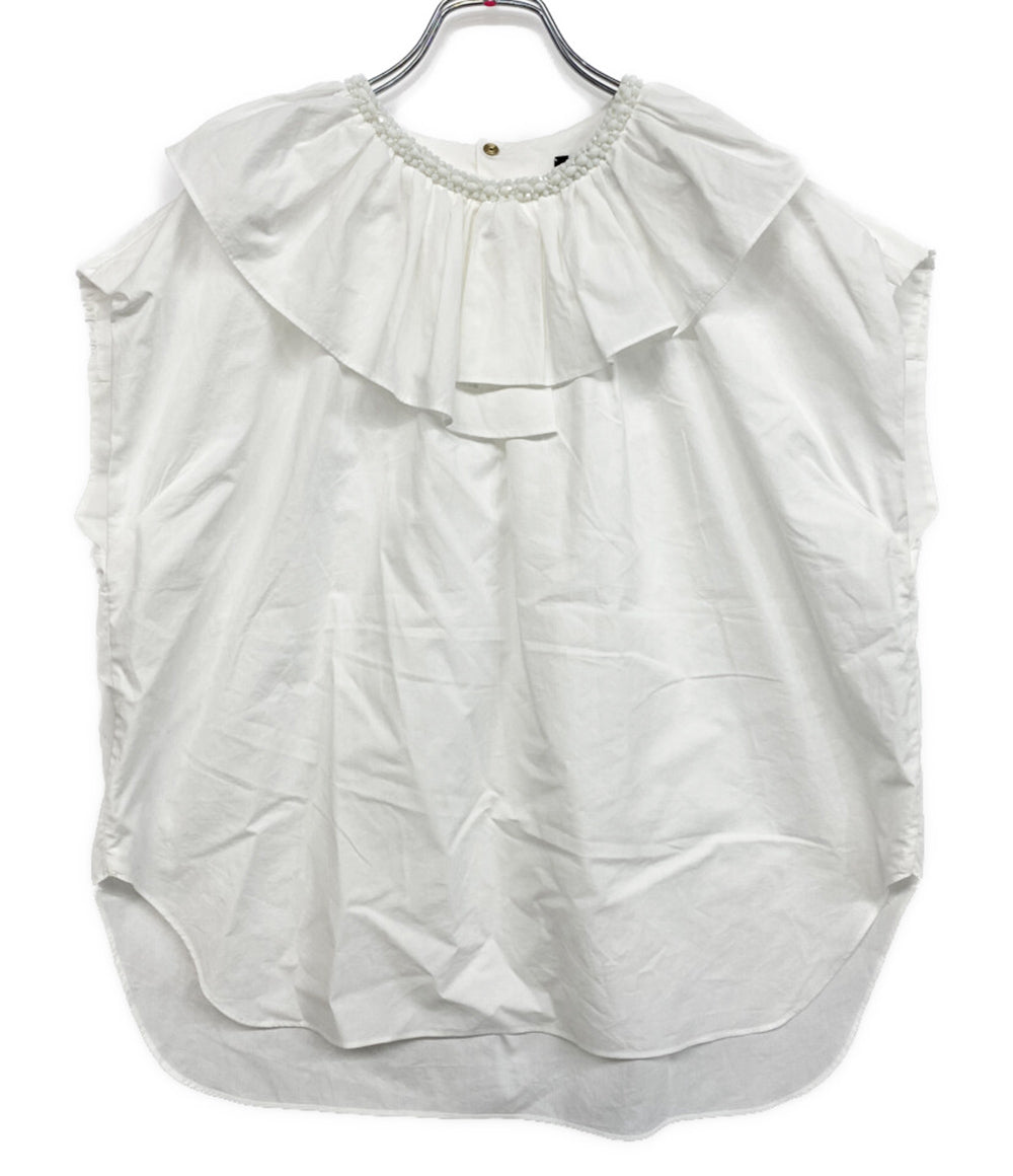 Drawer ブラウス ホワイト ビジュ- 6521-2-991380 レディース SIZE 38 ドゥロワー