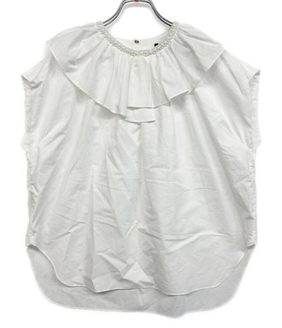 Drawer ブラウス ホワイト ビジュ- 6521-2-991380 レディース SIZE 38 ドゥロワー