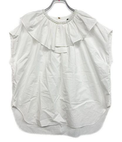 Drawer ブラウス ホワイト ビジュ- 6521-2-991380 レディース SIZE 38 ドゥロワー