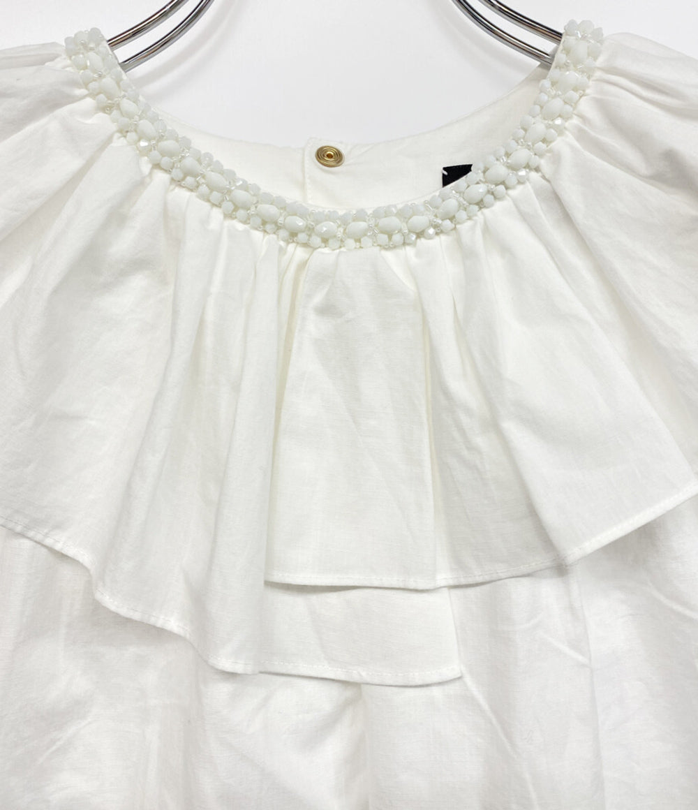 Drawer ブラウス ホワイト ビジュ- 6521-2-991380 レディース SIZE 38 ドゥロワー