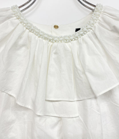 Drawer ブラウス ホワイト ビジュ- 6521-2-991380 レディース SIZE 38 ドゥロワー