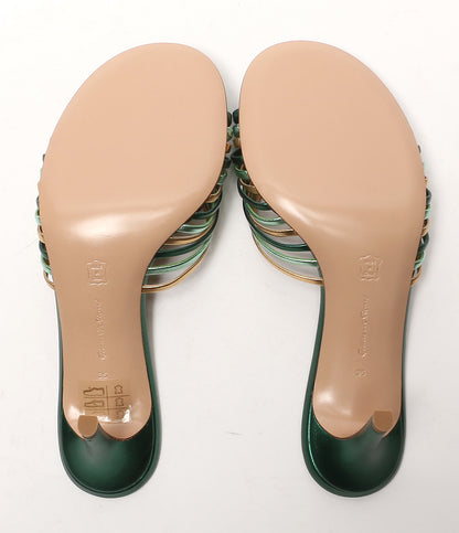 美品 Gianvito Rossi サンダル Vyna グリーン レディース SIZE 35 ジャンヴィトロッシ