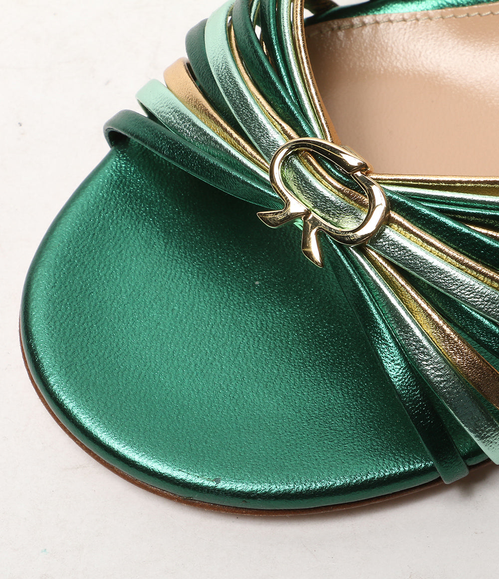 美品 Gianvito Rossi サンダル Vyna グリーン レディース SIZE 35 ジャンヴィトロッシ