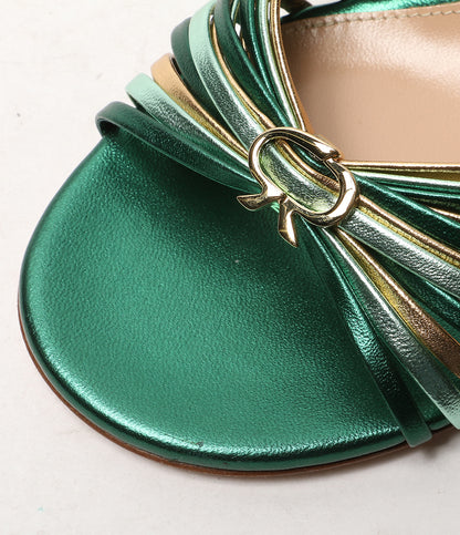 美品 Gianvito Rossi サンダル Vyna グリーン レディース SIZE 35 ジャンヴィトロッシ