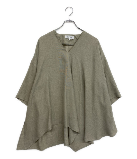 美品 ENFOLD ブラウス リネンライクランダムヘム ベージュ 300DS230-2520 レディース SIZE 38 エンフォルド