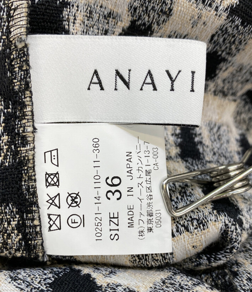 ANAYI ツイーディージャガードキーホールネックワンピース レディース