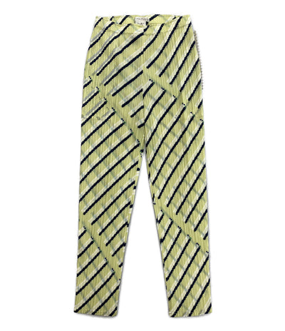 美品 ISSEY MIYAKE パンツ PP91-JF675 マルチカラー ライトグリーン PP91-JF675 レディース SIZE 2 イッセイミヤケ